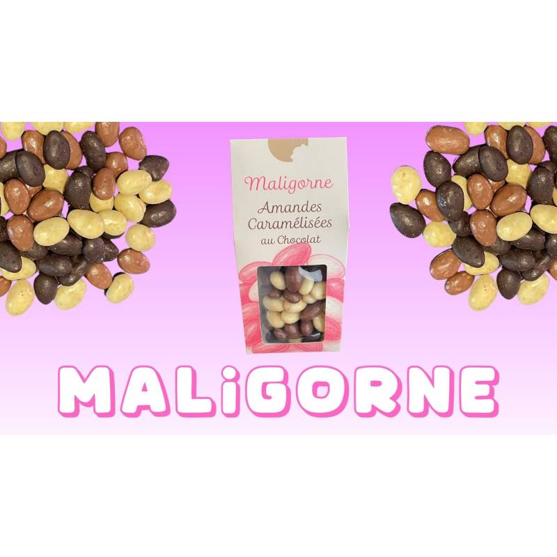 Amandes caramélisées aux 3 chocolats- Maligorne Limoux