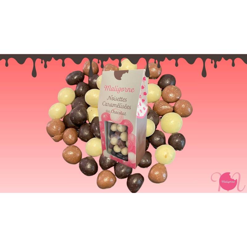 Noisettes caramélisées aux 3 chocolat
