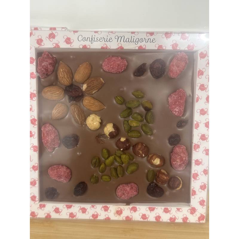 Tablette Chocolat au Lait et ses fruits secs grillés- Maligorne Limoux