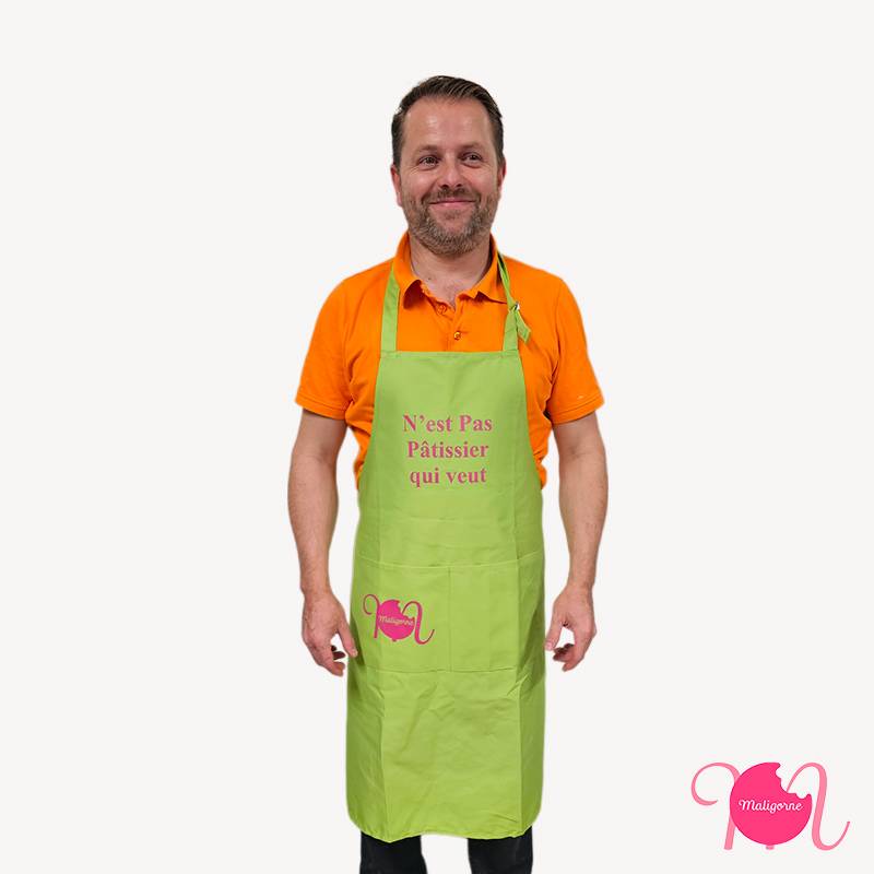 Tablier vert "N'est pas pâtissier qui veut" Maligorne