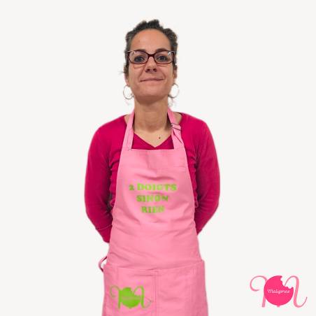 Tablier rose "2 doigts, sinon rien" Maligorne Limoux