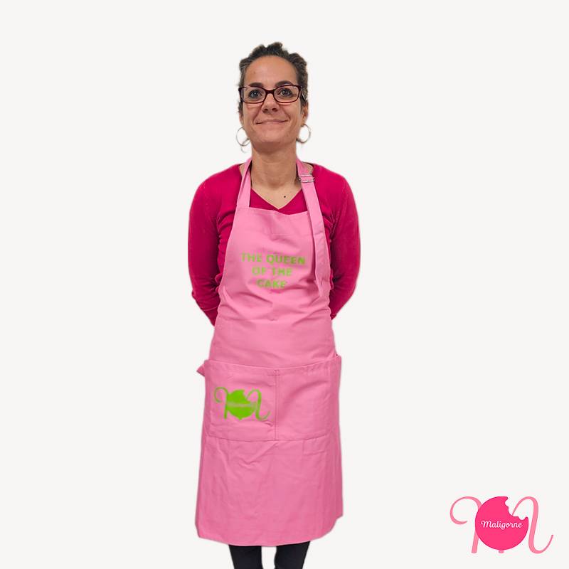 Pink apron "The Queen of the Cake" Maligorne Limoux